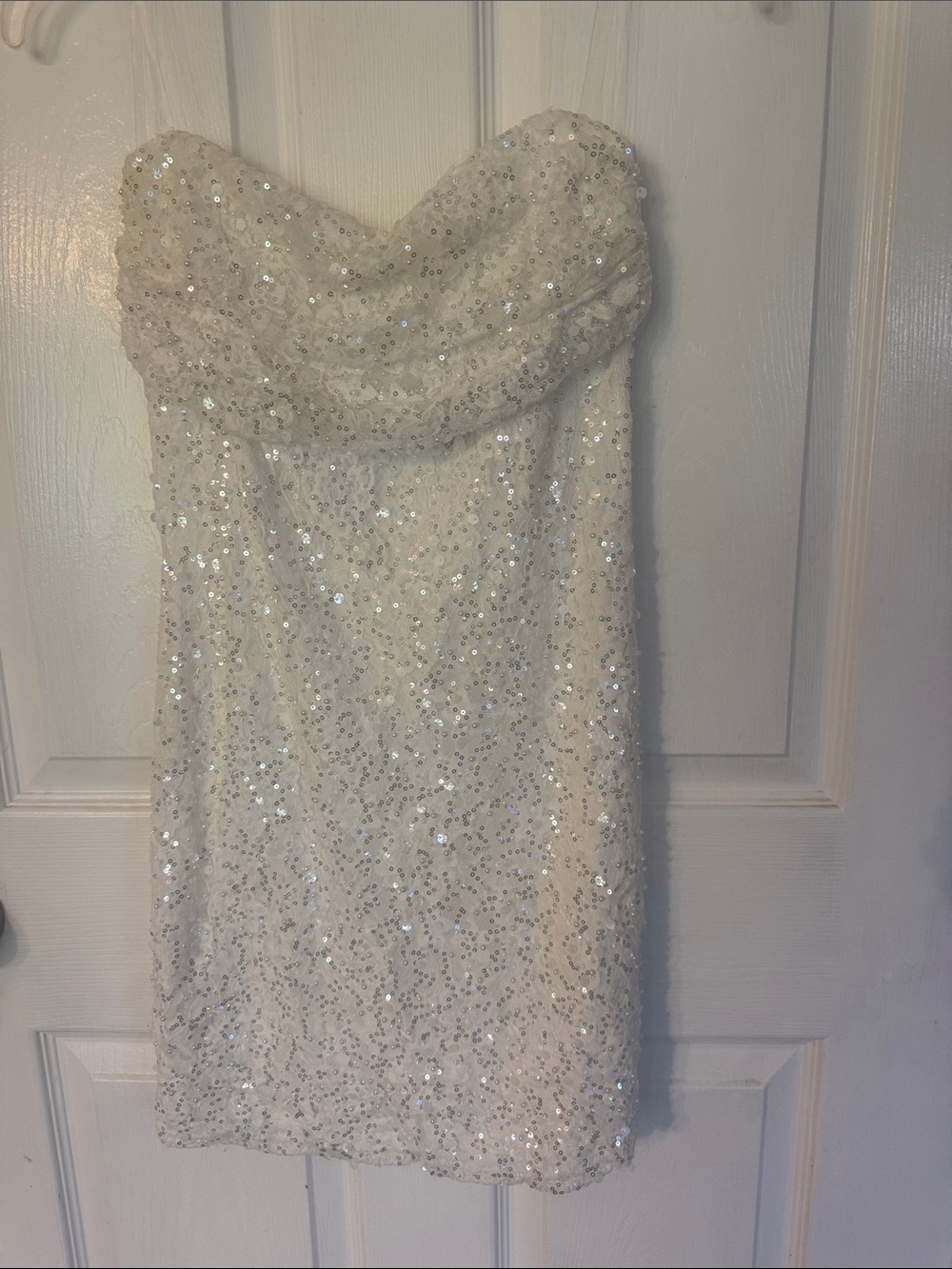 Windsor Strapless Sequin Cocktail Dress - White & Silver